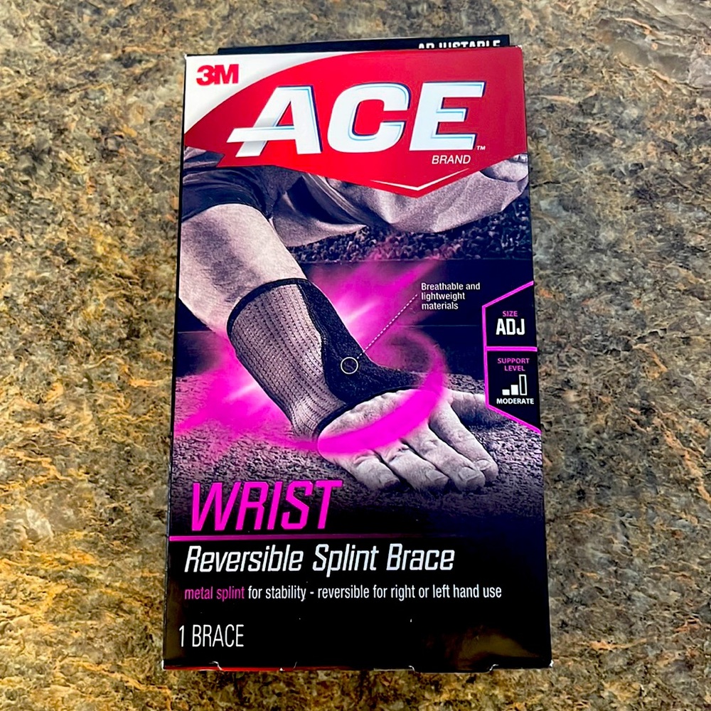 NWT Reversible WRIST Splint Brace Adjustable Metal for R or L Hand by ACE